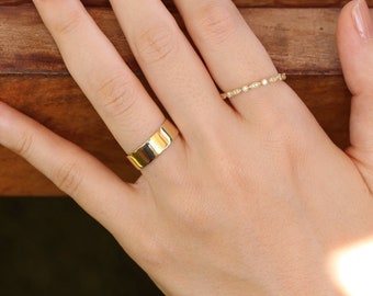 Wedding Band, Wedding Ring, 6mm Flat Ring, 14k Gold Flat Wedding Band, Minimalist Ring, Flat Ring, Flat Band, Matte Finish or High-Polished