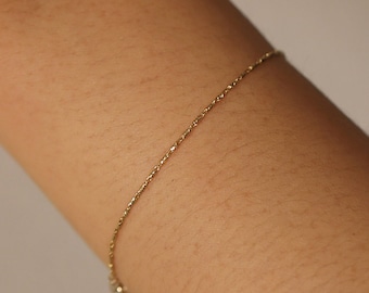 Pulsera de cadena gruesa Raso, pulsera de cadena de oro, pulsera de oro macizo de 14 quilates, pulsera de cadena sencilla, joyería en capas