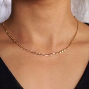 14K Gold Flat Cuban Chain Necklace, Flat Link Chain Gold Necklace, Cuban Chain Necklace, Minimalist Necklace, 14K Solid Gold Chain Necklace