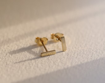 14K Gold Earrings, 14K Gold Bar Studs, Solid Gold Bar Earrings, Dainty Geometric Bar Earrings, 14K Solid Gold Bar Studs, 14k Gold Earrings