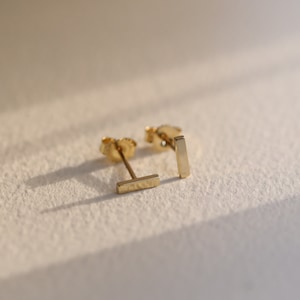 14K Gold Earrings, 14K Gold Bar Studs, Solid Gold Bar Earrings, Dainty Geometric Bar Earrings, 14K Solid Gold Bar Studs, 14k Gold Earrings