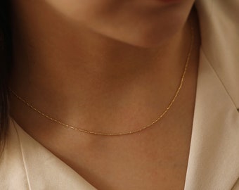 Thick Raso Chain Necklace, Gold Chain Necklace, 14K Solid Gold Necklace, Simple Chain Necklace, Layering Jewelry