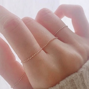 Chain Ring, 1.5mm 14K Gold Soft Chain Ring, Minimalist Ring, Dainty Ring, Ball Chain Ring, 14K Solid Gold Ring, Stacking Ring, Layering Ring