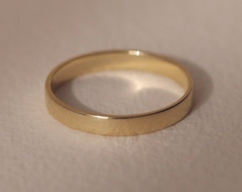 Solid Gold Wedding Band,  14K / 18K Wedding Ring, 2.5mm Flat Ring Band, Stacking Ring, Minimalist Ring, Engagement Ring, Couples Band