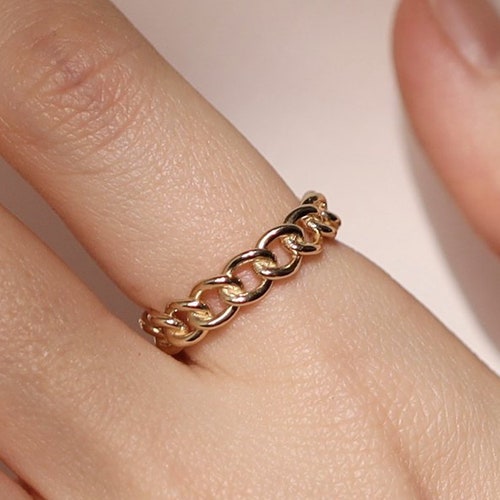Gold Ring 14k Solid Gold Ring Gold Chain Shape Rings 14K Etsy