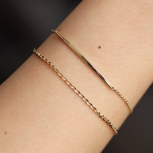 Bar Bracelet, Thin Gold Bar Bracelet, 14K Solid Gold Bracelet, Simple Minimalist Bracelet, Layering Jewelry, Gifts for Her