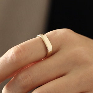 Square Gold Ring, 14k Solid Gold Ring, Tapered Bottom Square Shaped Ring, 3mm/5mm Gold Ring, Minimalist Ring, Wedding Ring, Engagement Ring