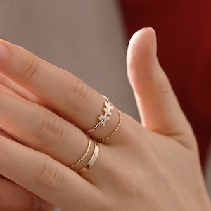 Initial Ring, Monogram Ring, Solid Gold Personalized Ring, Initial Name Ring, 14K Solid Gold Name Ring, 14k Gold Personalized Jewelry