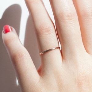 1.5mm Thin Yellow Gold Band, 10K 14K 18K Solid Gold, Square Tiny Plain Midi Knuckle Band, Flat Ring Spacer, Ring Divider, Ring Guard