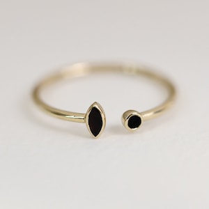 Onyx Ring Band, Verlobungsring Ehering, 14K Massiv Gold Ring Band, Einzigartige Offene Ring, Onyx Ring, Stapelbare Ringe