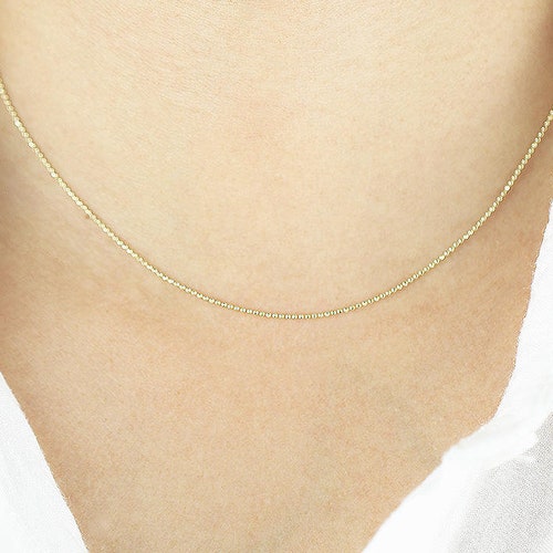 14k Gold Ball Chain Necklace Etsy