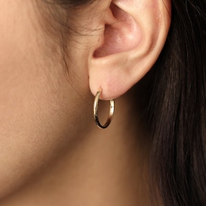 Offene Creolen, Solid Gold Ohrringe, Gold Hoop Ohrringe, 14K Solid Gold Ohrringe, Einfache Gold offene Creolen, Geschenke für Sie