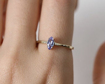 Tanzanite Solitaire Ring, Marquise Tanzanite Ring, 14K Solid Gold Ring, Tanzanite Stone Solitaire Ring, Minimalist Ring, Gifts for Her