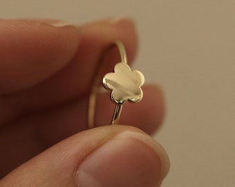 Flower Ring, 14k Solid Gold Ring, Flower Shape Ring, Simple Ring, Minimalist Ring, Gifts for Her