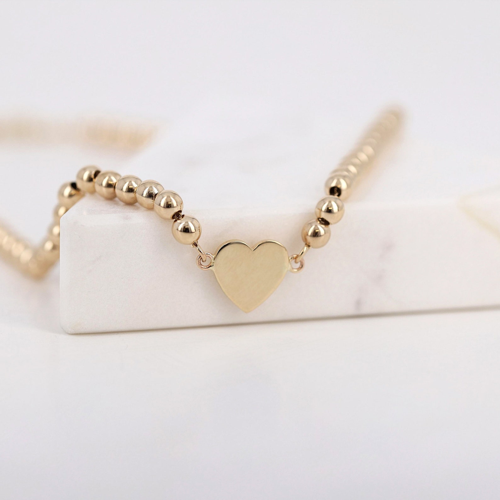 Ball Bead Anklet in 14k White Gold