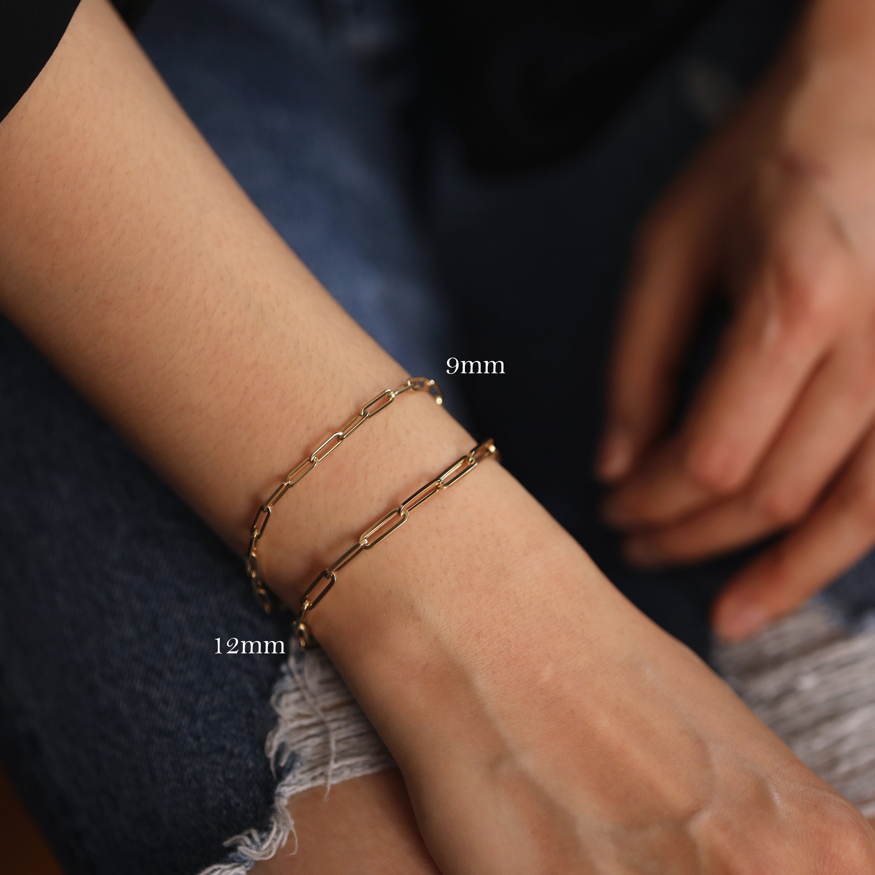 Paper Clip Bracelet 9mm Paper Clip Link Bracelet 14K Paper Etsy