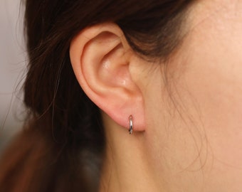 10mm 14K Gold Hoop Earrings, 14K Gold Tiny Hoop Earrings, 18K Huggie Hoop Earrings, Solid Gold 10mm Huggie Hoops, Simple Gold Hoops