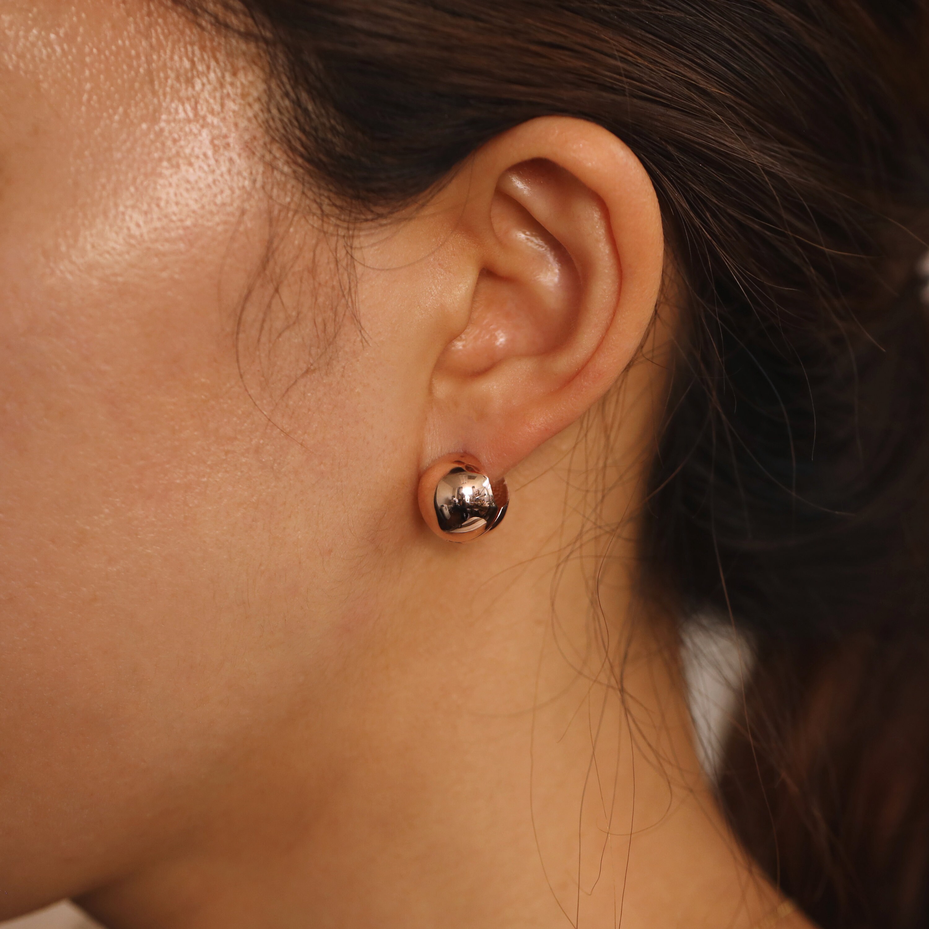 Round Ball Huggie Earrings / Bold Circular Hoop Earrings / Etsy