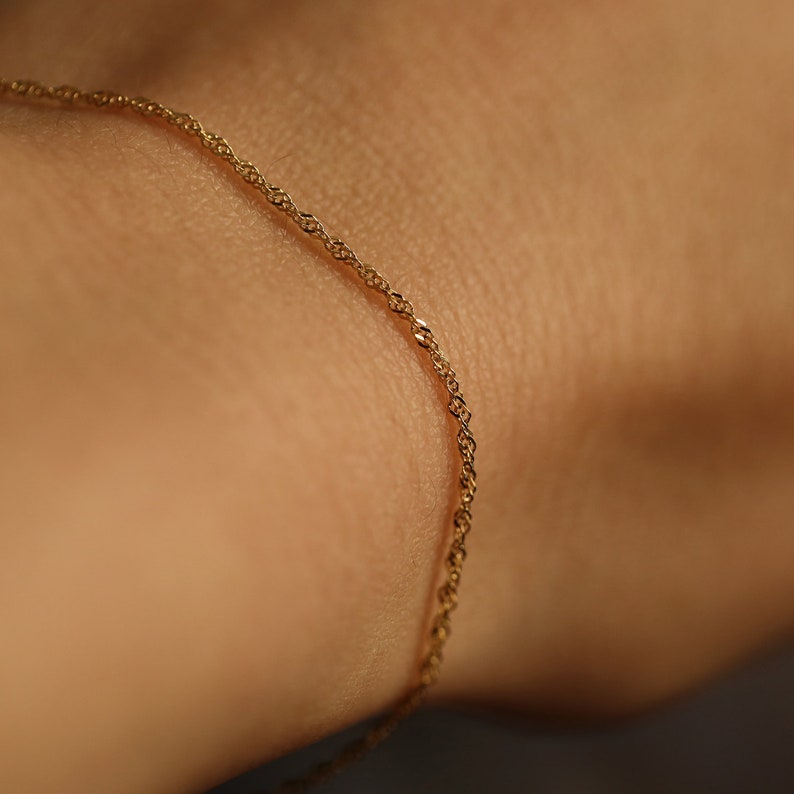 Singapore Chain Gold Chain Bracelet 14K Solid Gold Bracelet Etsy