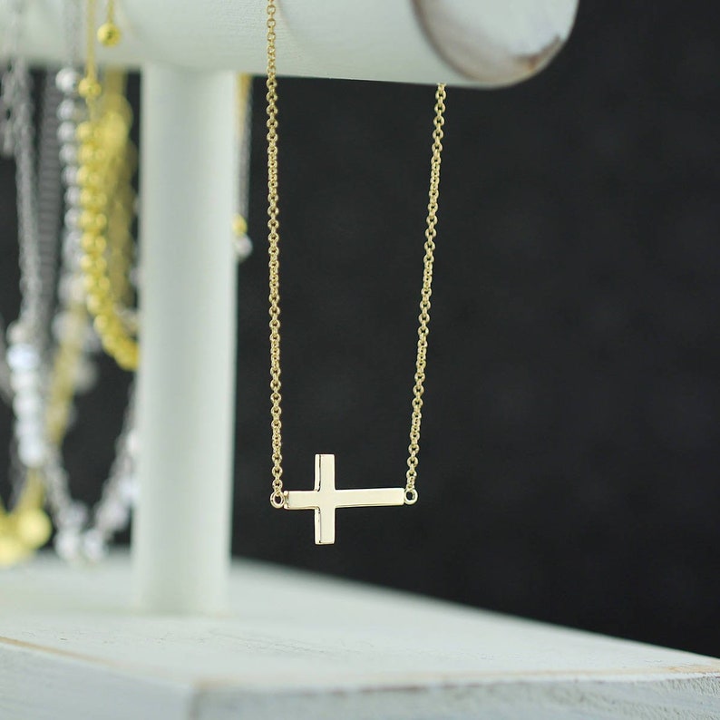 14K Solid Gold Cross Charm Bracelet Cross Bracelet Gold Etsy