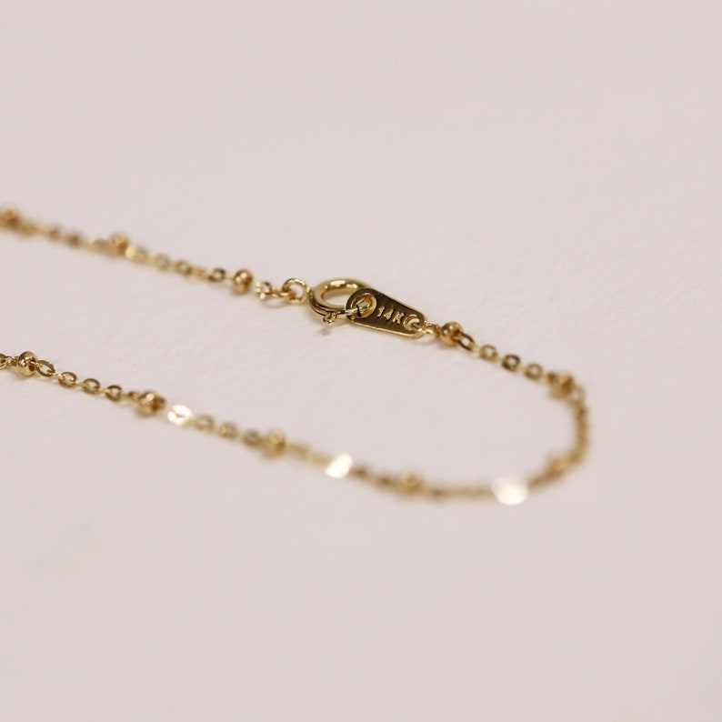 Bead Chain Bracelet, Rolo Chain Bead Link Bracelet, Bead Gold Chain Bracelet, 14K Solid Gold Bracelet, 14K Chain Bracelet, Layering Bracelet image 10