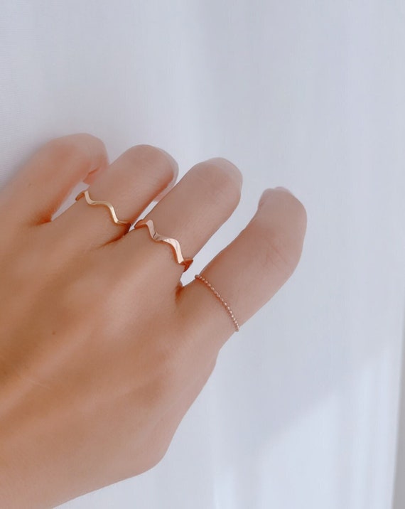 Flat Wave Ring, Zig Zag Ring, Minimalist Wave Ring, 14K Gold Thin Wavy Ring, Stacking Ring, Layering Ring, Stackable Ring, Two Sizes Flat Wave Ring, Zig Zag Ring, Minimalist Wave Ring, 14K Gold Thin Wavy Ring, Stacking Ring, Layering Ring, Stackable Ring, Two Sizes
