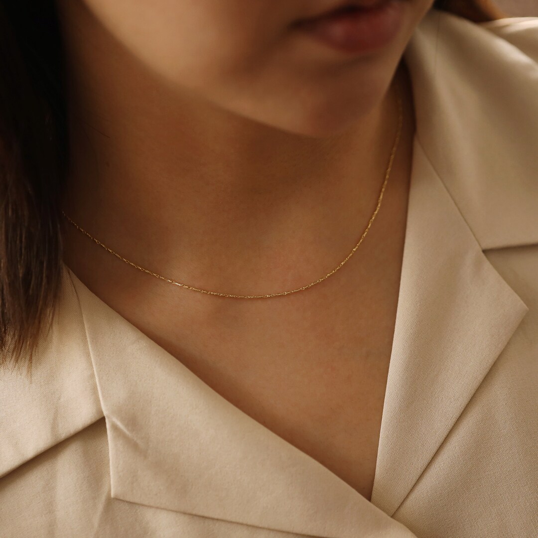 What Is A Raso Chain Pattern Thick Raso Chain Necklace, Gold Chain Necklace, 14K Solid Gold Necklace ...