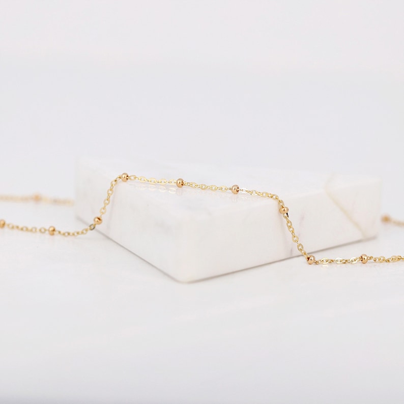 Bead Chain Necklace Rolo Chain With Bead Link Necklace Bead Etsy