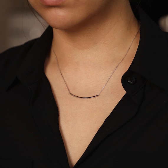 Simple gold clearance bar necklace
