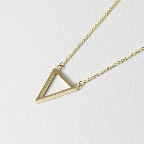 Gold necklace with triangle pendant sale