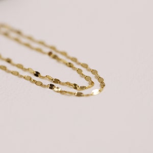 14K Gold Glitter Chain Bracelet, 14K Double Stranded Glitter Chain Bracelet, Flat Link Chain Gold Bracelet, 14K Solid Gold Chain Bracelet image 9