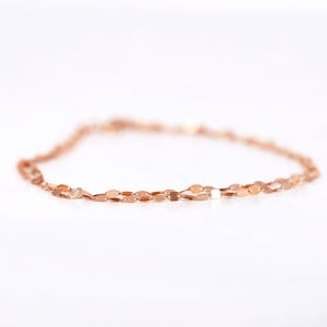 14K Gold Glitter Chain Bracelet, 14K Double Stranded Glitter Chain Bracelet, Flat Link Chain Gold Bracelet, 14K Solid Gold Chain Bracelet image 4