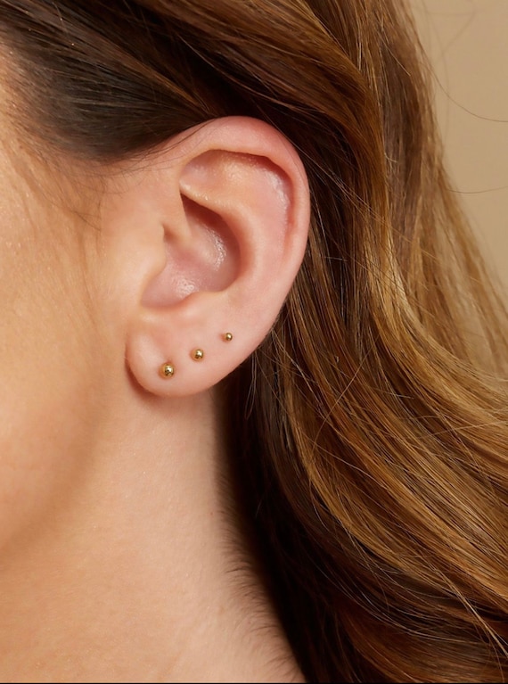 Tiny gold store ball earrings