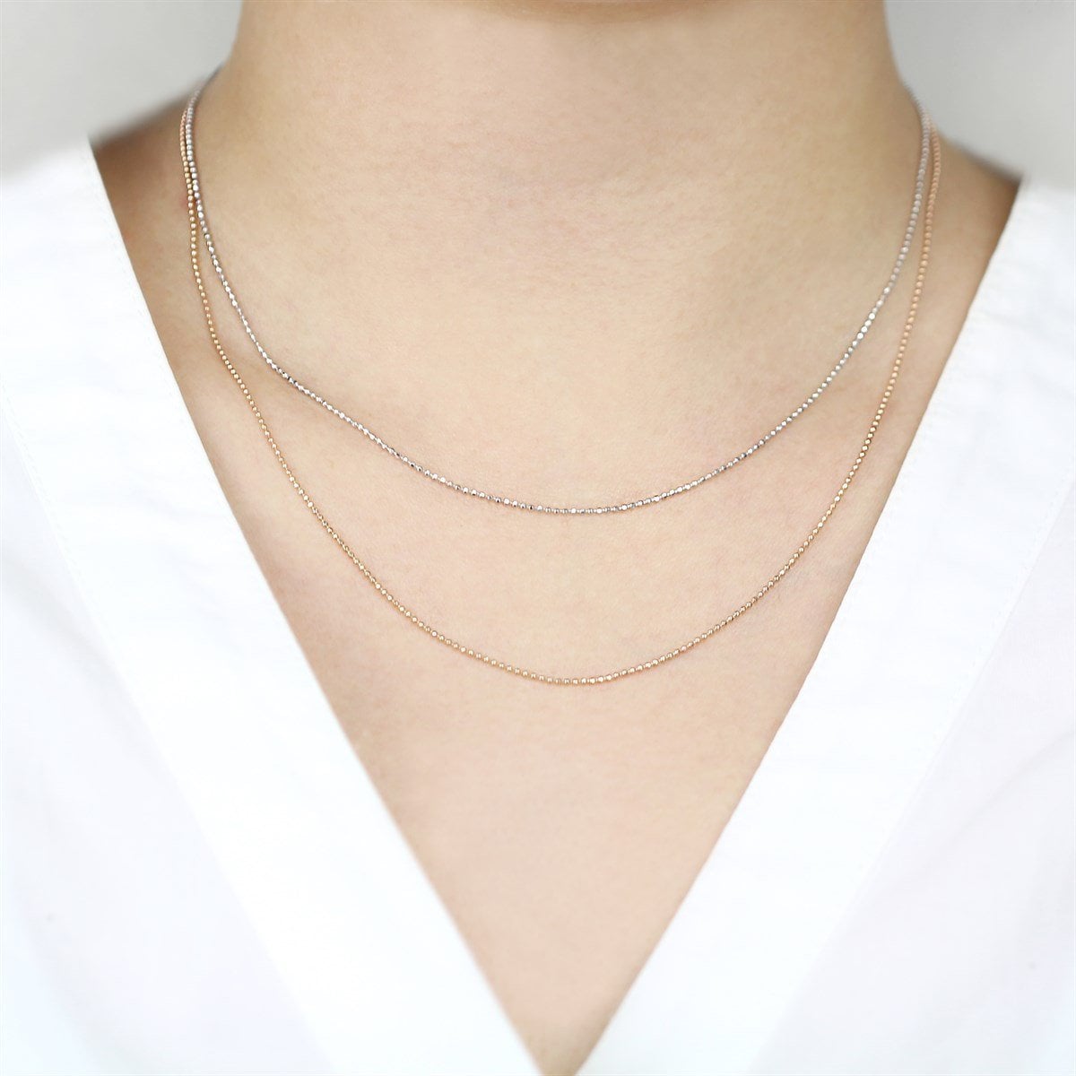 Diamond Cut 1mm Ball Chain Gold 