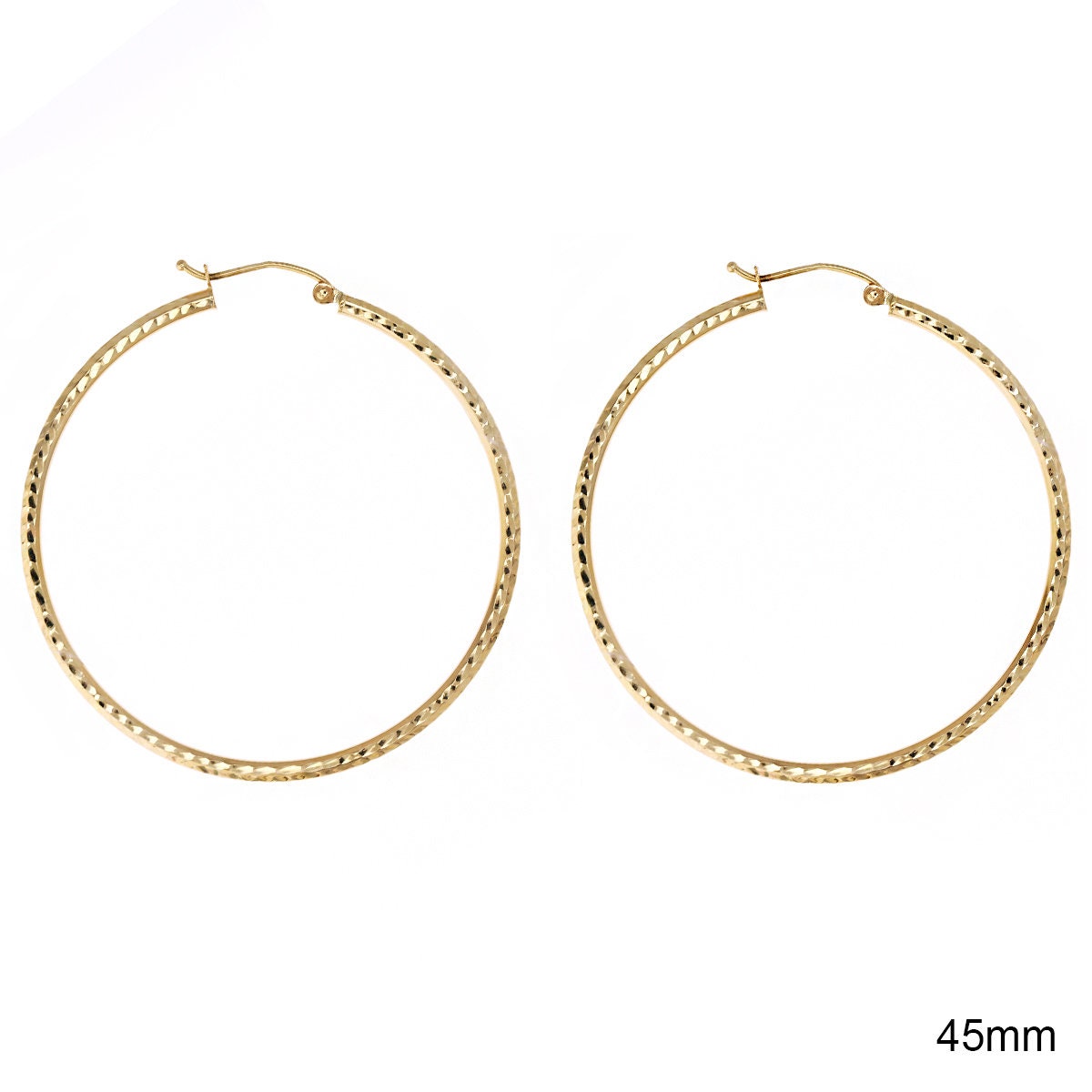 ダイヤモンドカットフープピアス / 14Kゴールドフープピアス ダイヤモンドカットフープピアス / 14Kゴールドフープピアス