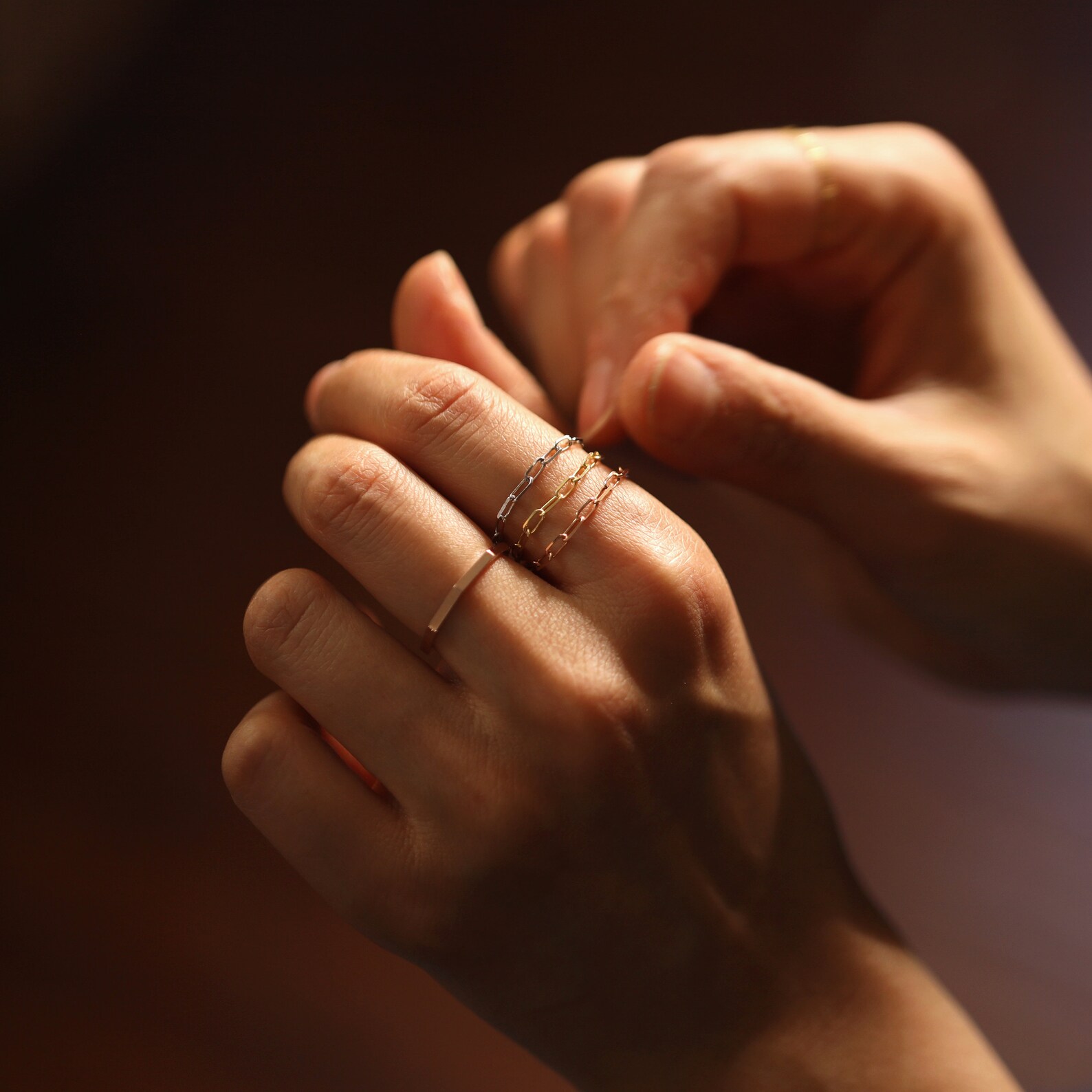 Mini Paper Clip Chain Ring Minimalist Ring Chain Ring 14K Etsy