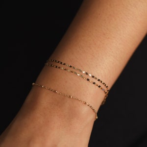 Bead Chain Bracelet, Rolo Chain Bead Link Bracelet, Bead Gold Chain Bracelet, 14K Solid Gold Bracelet, 14K Chain Bracelet, Layering Bracelet image 4