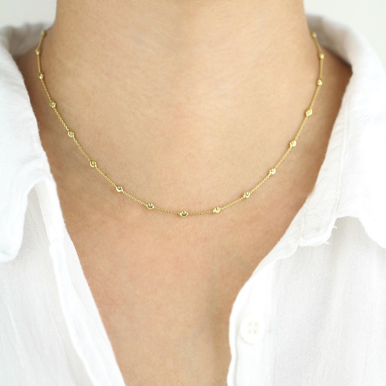 14k Gold Beads by Yard Necklace Bead Chain Necklace 14K Etsy