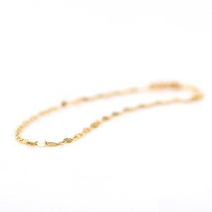 14K Gold Glitter Chain Bracelet, 14K Single Glitter Chain Bracelet, Flat Link Chain Gold Bracelet, 14K Solid Gold Chain Bracelet image 9