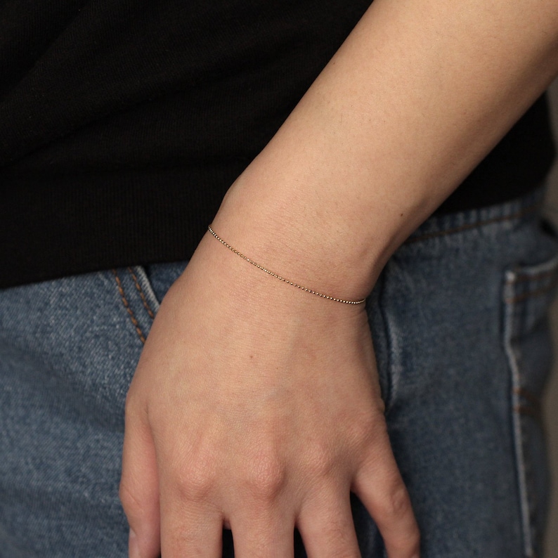 14K Solid Gold Ball Chain Bracelet Gold Bracelet Dainty Etsy