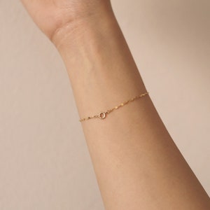 14K Gold Glitter Chain Bracelet, 14K Single Glitter Chain Bracelet, Flat Link Chain Gold Bracelet, 14K Solid Gold Chain Bracelet image 7