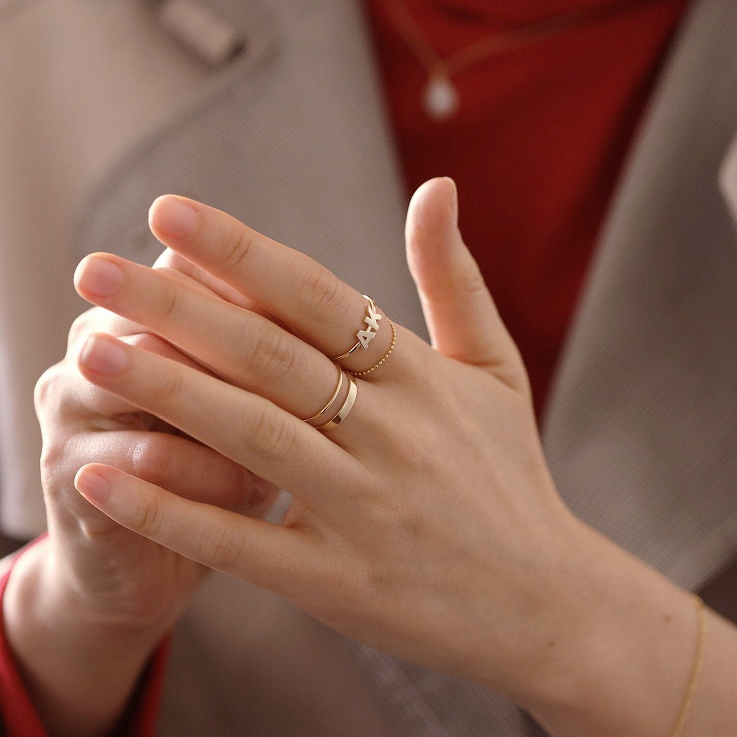 Ring with shop initials gold