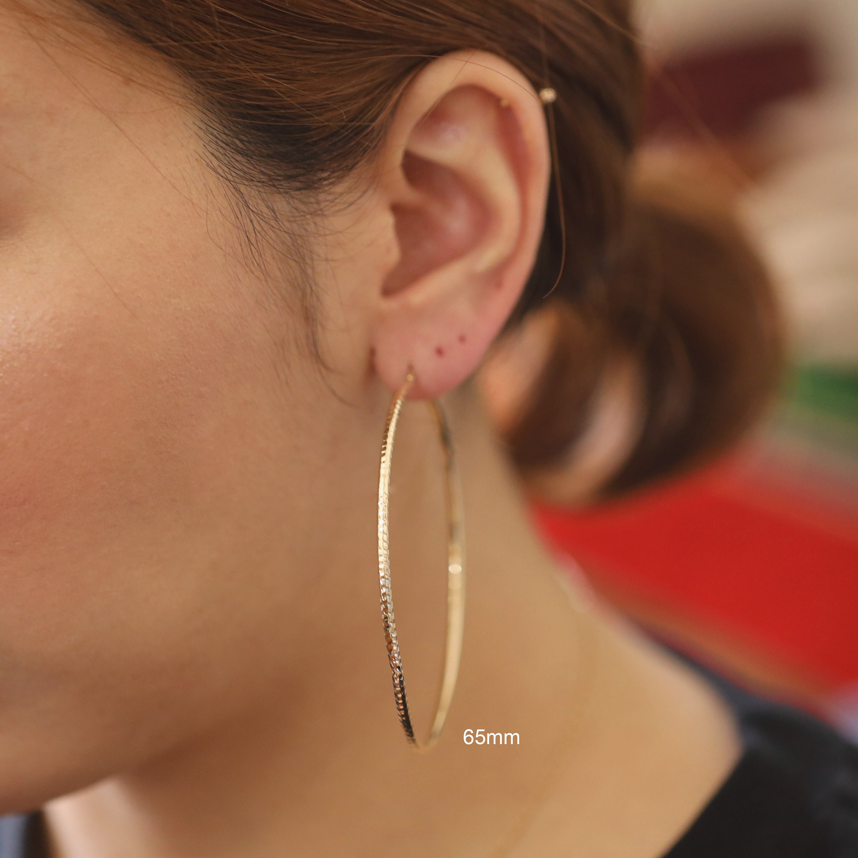 Diamond Cut Hoop Earrings / 14K Gold Hoop Earrings / Hoop | Etsy