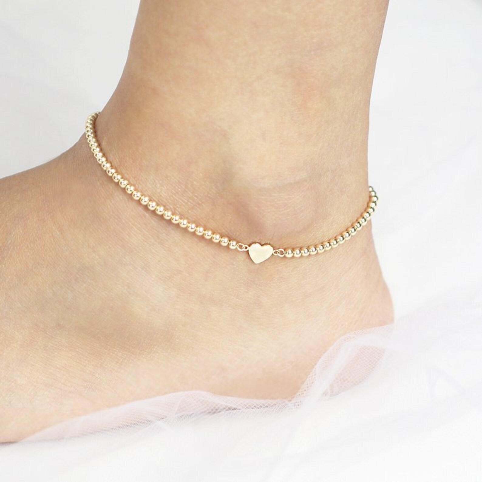 14K Gold Ball Anklet 14K Gold Beads Anklet 14K Gold Anklet Etsy