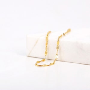 14K Gold Glitter Chain Bracelet, 14K Single Glitter Chain Bracelet, Flat Link Chain Gold Bracelet, 14K Solid Gold Chain Bracelet image 8