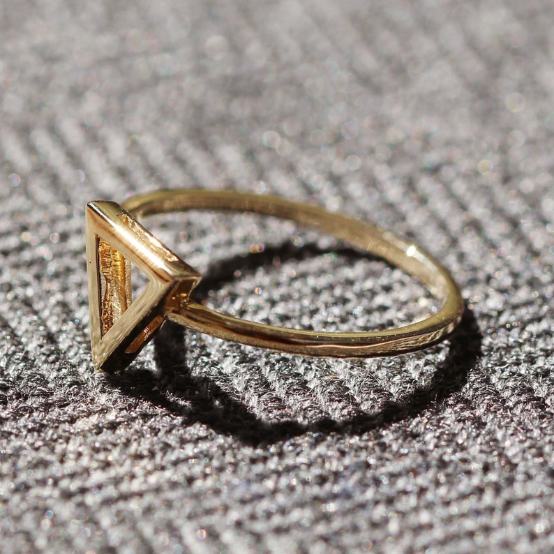 14k Gold Triangle Ring Triangle Ring Triangle Solid Gold Etsy