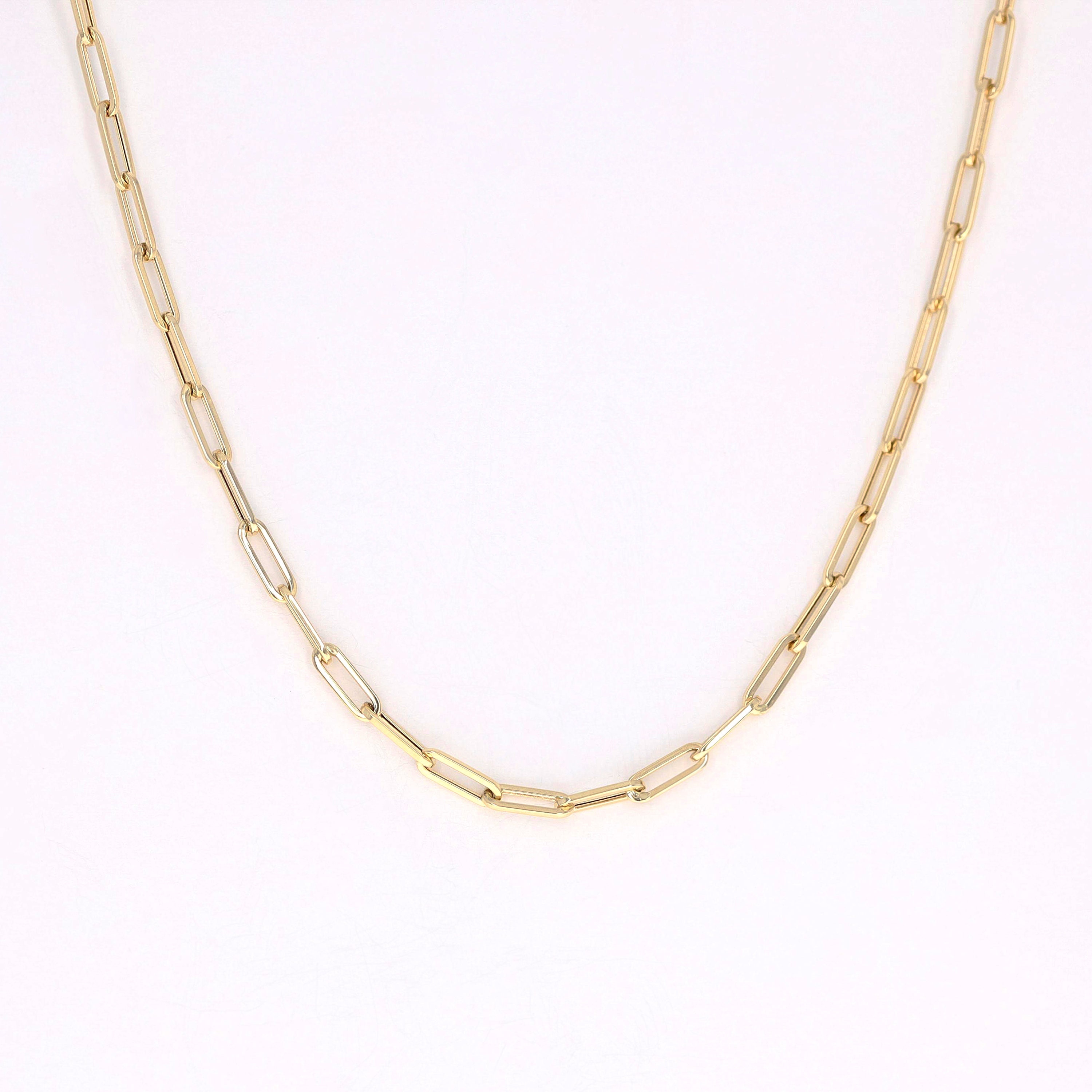Paper Clip Necklace 9mm Paper Clip Necklace 14K Solid Gold | Etsy