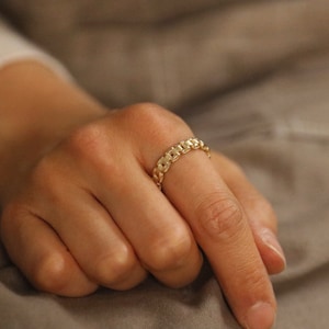 Unique Style Chain Shape Ring, 4mm Gold Chain Band, 14K Solid Gold Ring Band, President Band Style Unique Chain Ring, Unisex Ring