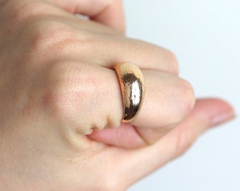 Dome Ring, 14k Gold Dome Ring, 14K Solid Gold Ring Thick Gold Ring,14K Gold Band, Wide Gold Band, Solid Gold Dome Ring, Dome Shape Ring