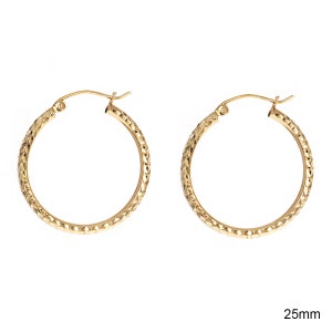 Diamond Cut Hoop Earrings / 14K Gold Hoop Earrings / Hoop Earrings ...